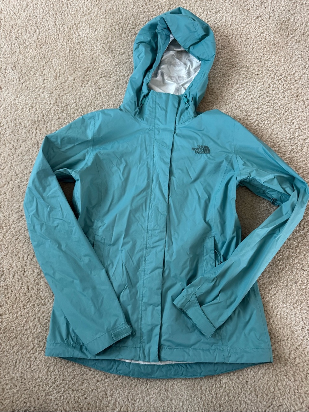 The North Face Women's Teal Hooded Waterproof Shell Jacket